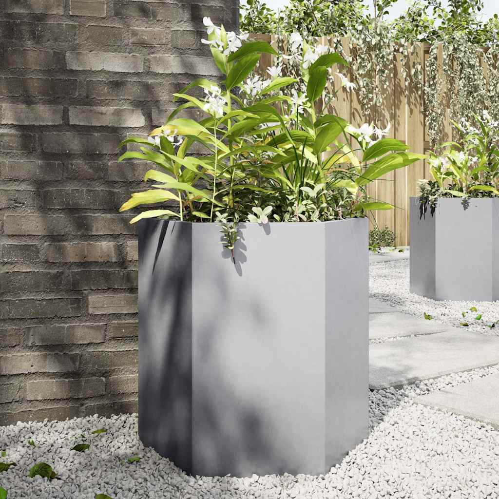 vidaXL Garden Planter Hexagon 46x40x45 cm Galvanized Steel 1