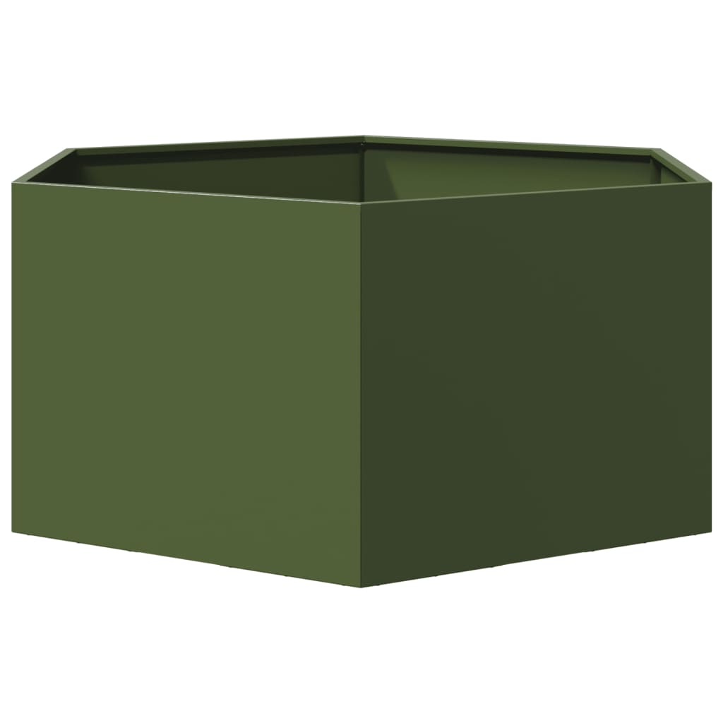 vidaXL Garden Planter Olive Green Hexagon 104x90x45 cm Steel 4