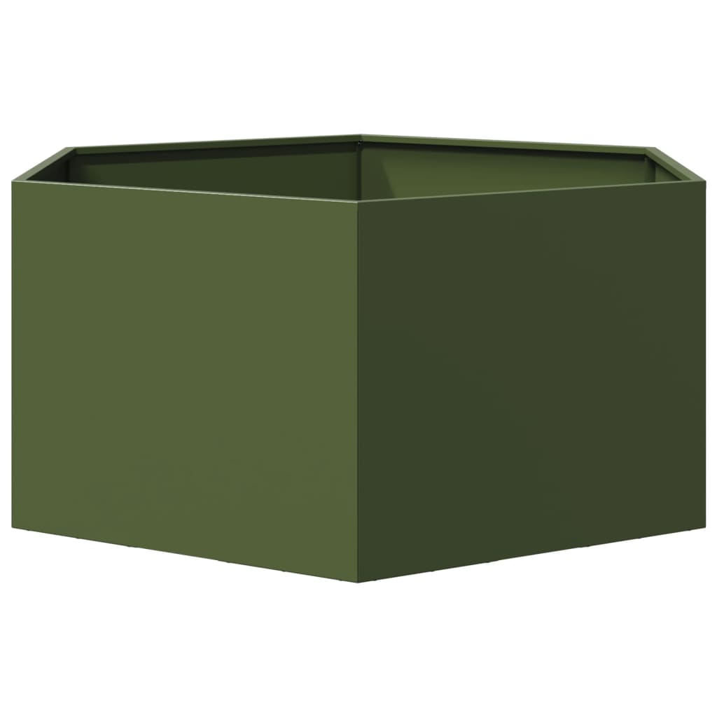 vidaXL Garden Planter Olive Green Hexagon 104x90x45 cm Steel 5