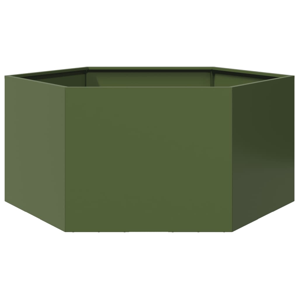 vidaXL Garden Planter Olive Green Hexagon 104x90x45 cm Steel 6