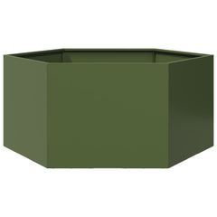 vidaXL Garden Planter Olive Green Hexagon 104x90x45 cm Steel 6