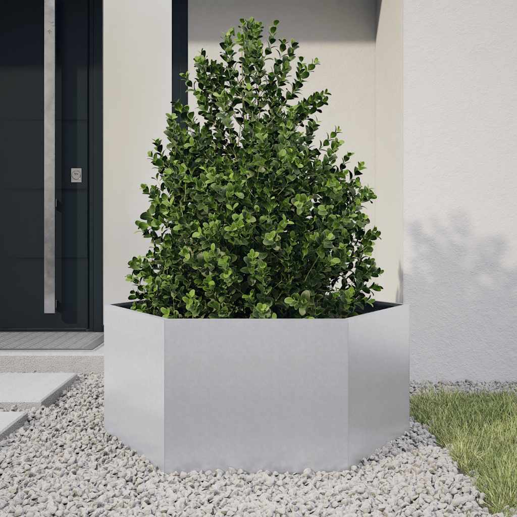 vidaXL Garden Planter Hexagon 104x90x45 cm Galvanized Steel 2