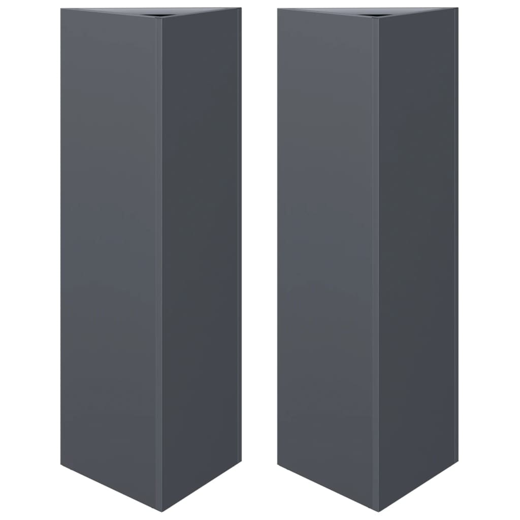 vidaXL Garden Planters 2 pcs Anthracite Triangular 30x26x75 cm Steel 2