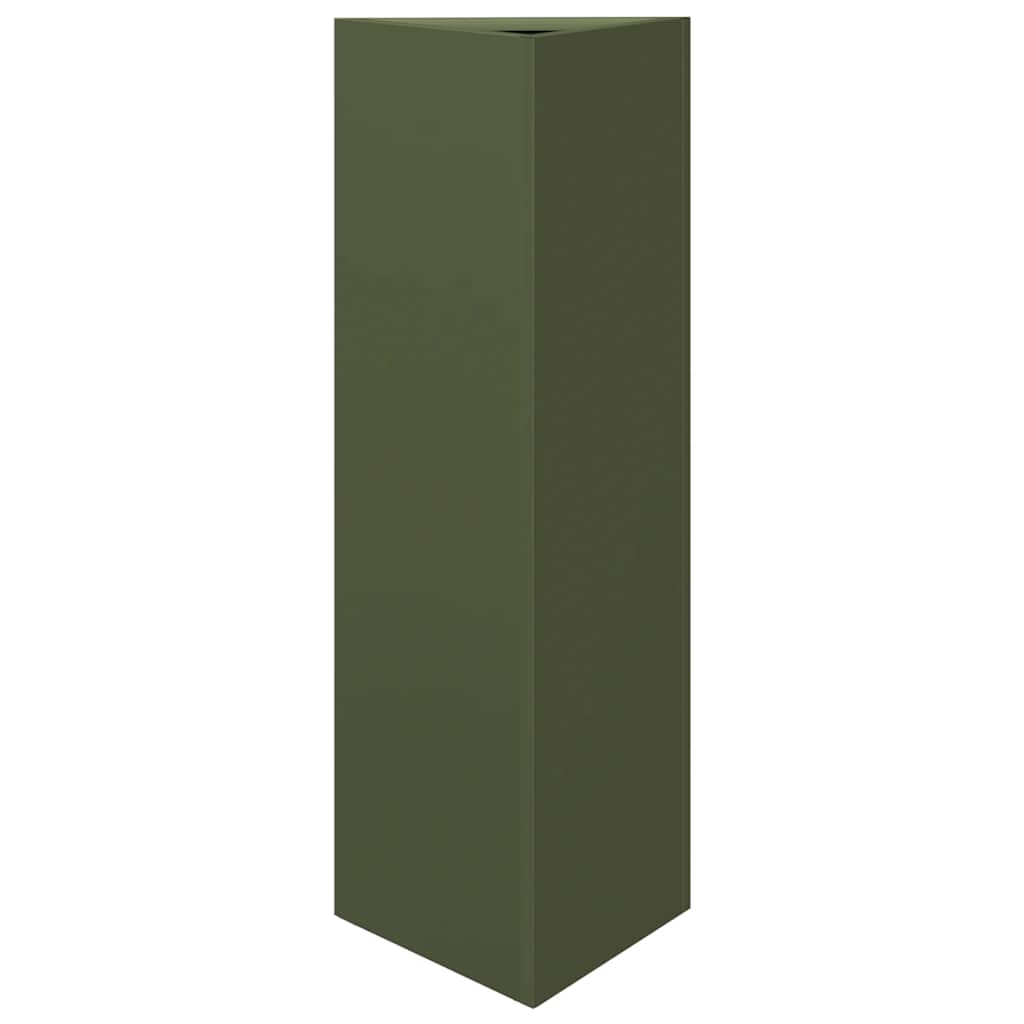 vidaXL Garden Planter Olive Green Triangular 30x26x75 cm Steel 2