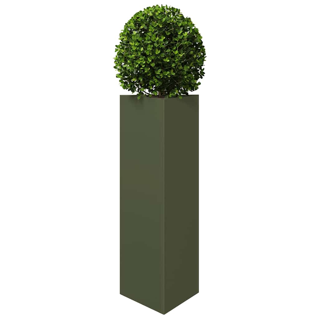 vidaXL Garden Planter Olive Green Triangular 30x26x75 cm Steel 3