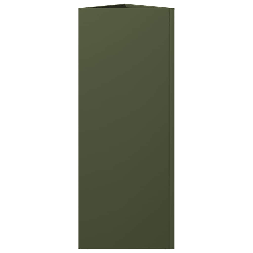 vidaXL Garden Planter Olive Green Triangular 30x26x75 cm Steel 5