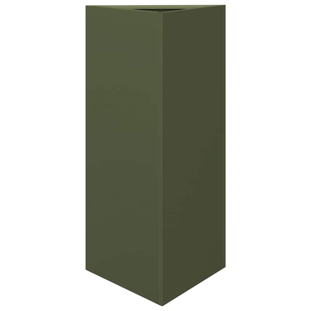 vidaXL Garden Planter Olive Green Triangular 40x34.5x75 cm Steel 2