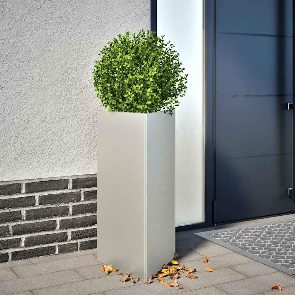 Garden Planters Black Triangular 40x34.5x75 cm Steel 2 pcs Stainless steel/light grey