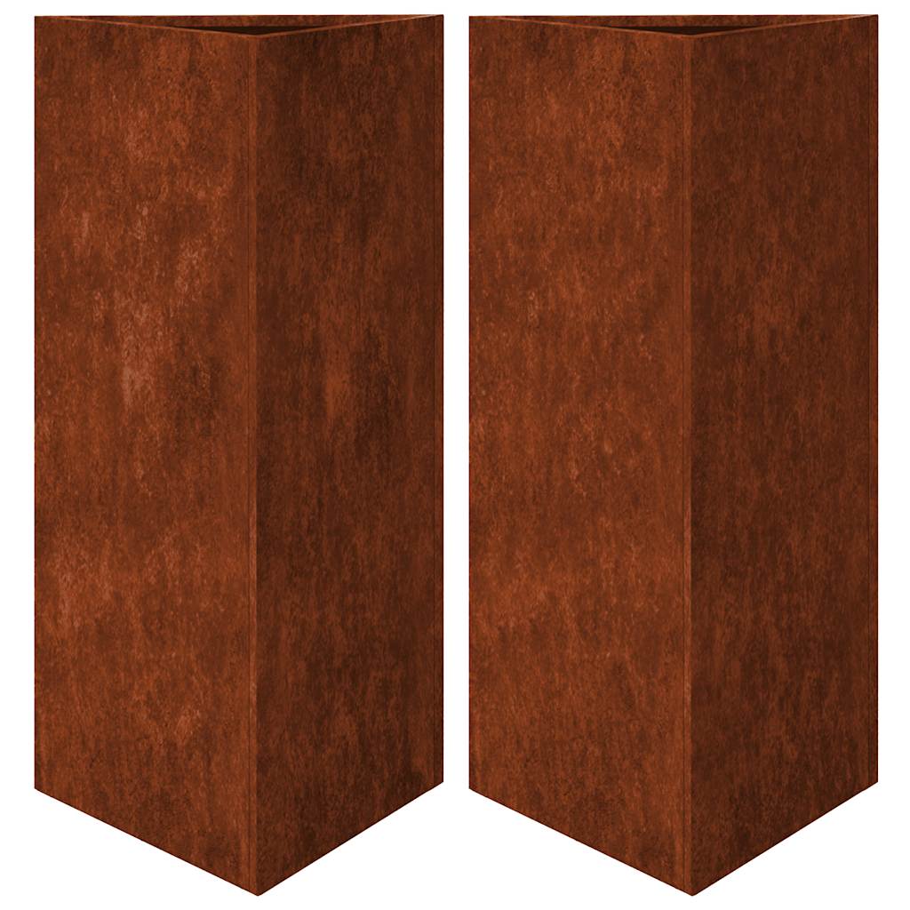 vidaXL Garden Planters 2 pcs Triangular 40x34.5x75 cm Weathering Steel 2