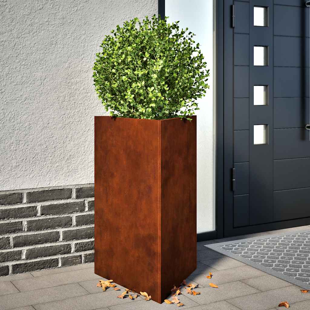 Garden Planters Black Triangular 50x43x75 cm Steel 2 pcs Weathering steel/brown