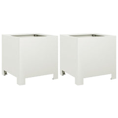 vidaXL Garden Planters 2 pcs White 30x30x30 cm Steel 2