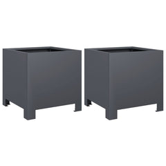 vidaXL Garden Planters 2 pcs Anthracite 30x30x30 cm Steel 2