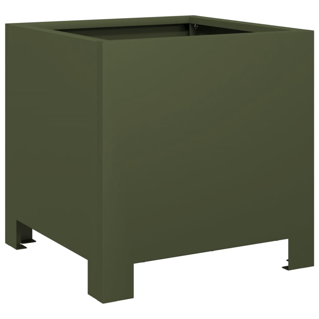 vidaXL Garden Planters 2 pcs Olive Green 30x30x30 cm Steel 5