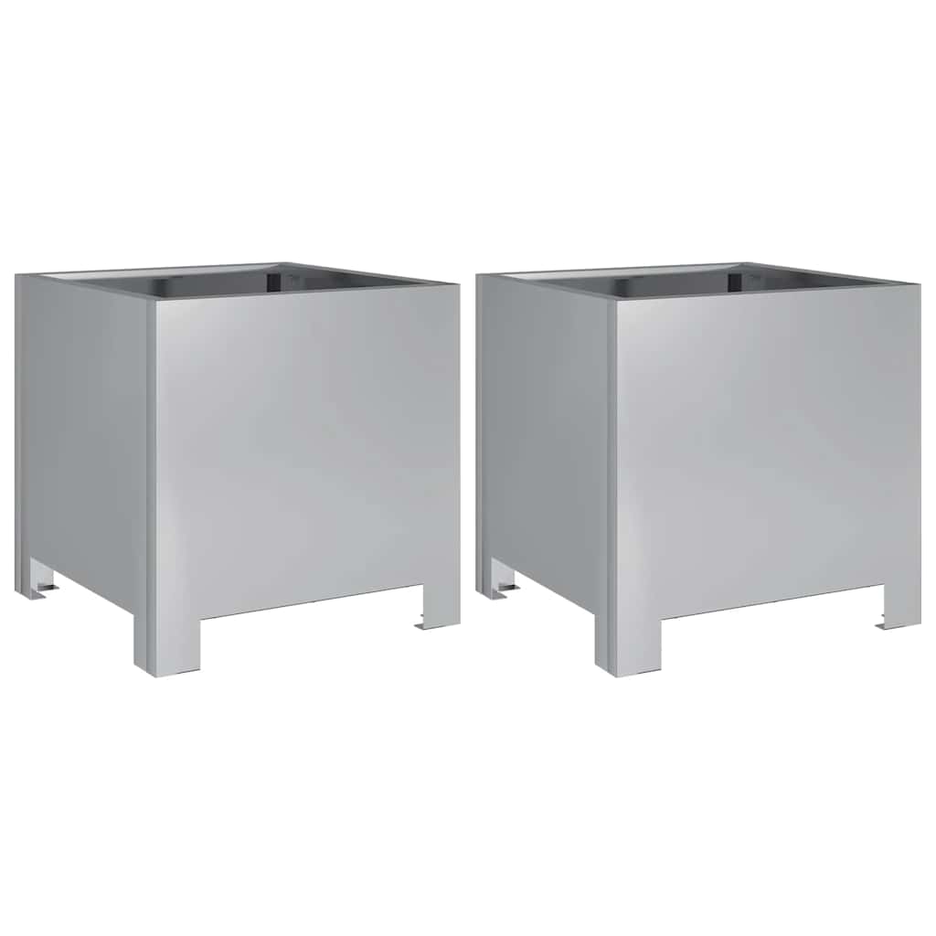 vidaXL Garden Planters 2 pcs 30x30x30 cm Galvanised Steel 2