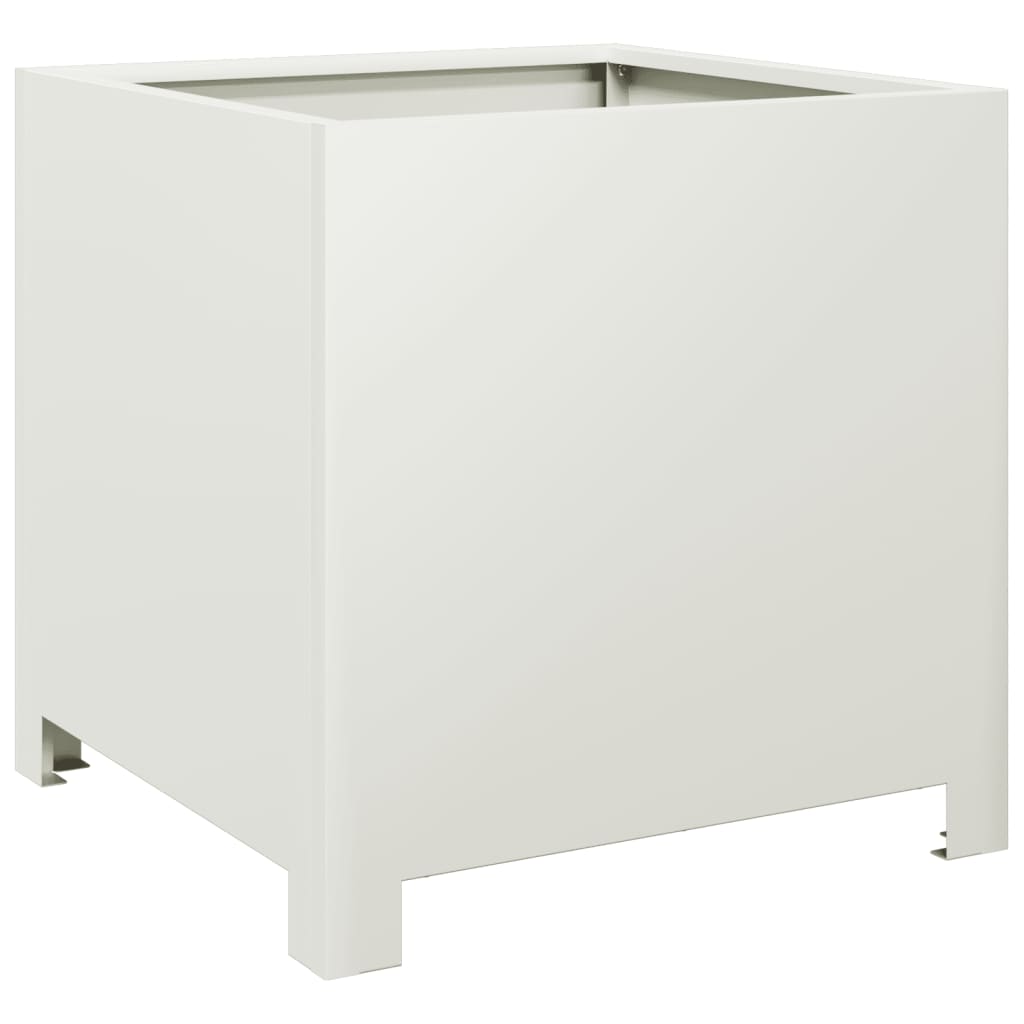 vidaXL Garden Planters 2 pcs White 40x40x40 cm Steel 5
