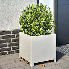 vidaXL Garden Planters 2 pcs White 40x40x40 cm Steel 1