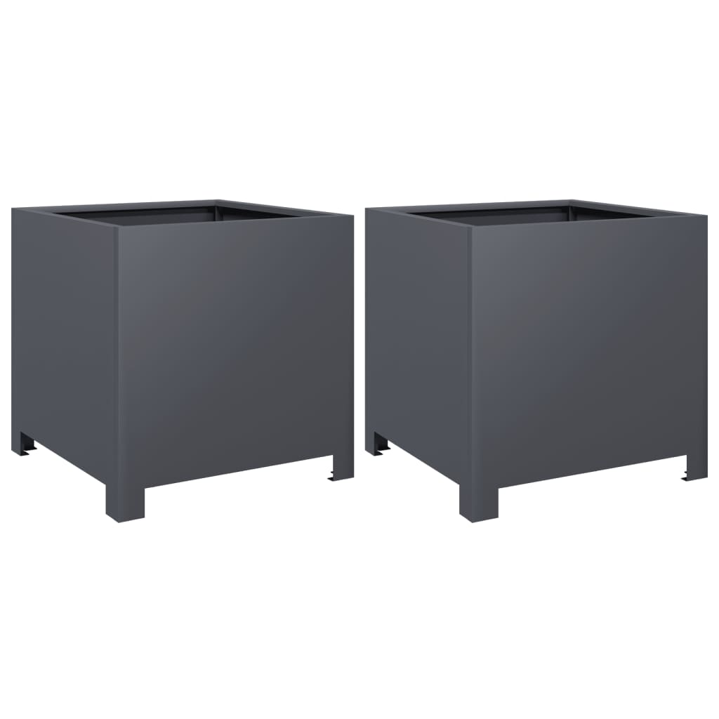 vidaXL Garden Planters 2 pcs Anthracite 40x40x40 cm Steel 2