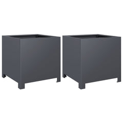 vidaXL Garden Planters 2 pcs Anthracite 40x40x40 cm Steel 2