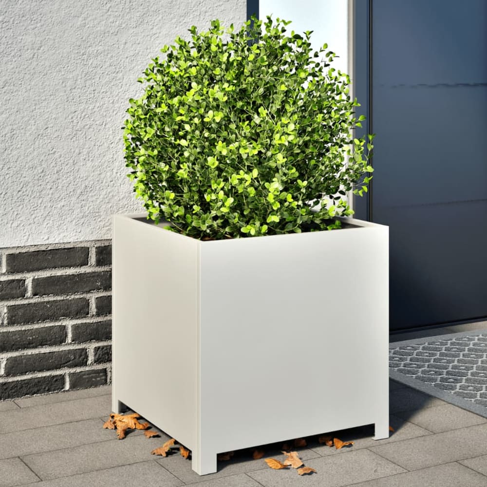 Garden Planter Black 50x50x50 cm Steel Steel/white