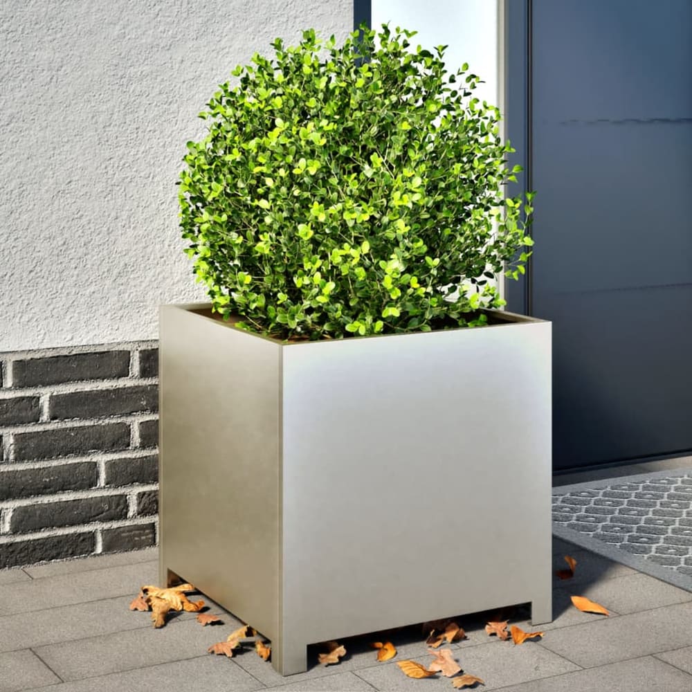 Garden Planter Black 50x50x50 cm Steel Stainless steel/light grey