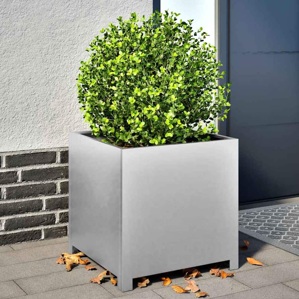 Garden Planter Black 50x50x50 cm Steel Galvanized steel/grey