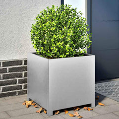 Garden Planter Black 50x50x50 cm Steel Galvanized steel/grey