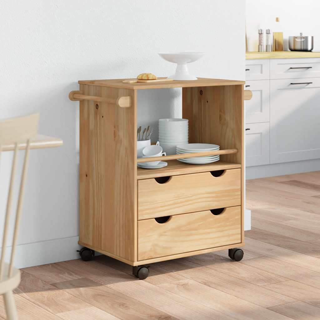 vidaXL Kitchen Trolley "OTTA" 59x45x80 cm Solid Wood Pine 3