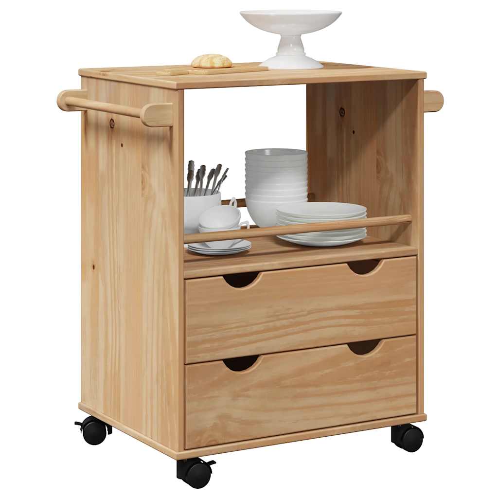 vidaXL Kitchen Trolley "OTTA" 59x45x80 cm Solid Wood Pine 1