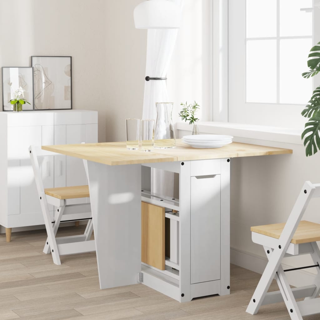 vidaXL Butterfly Dining Table Foldable Corona White Solid Wood Pine 3