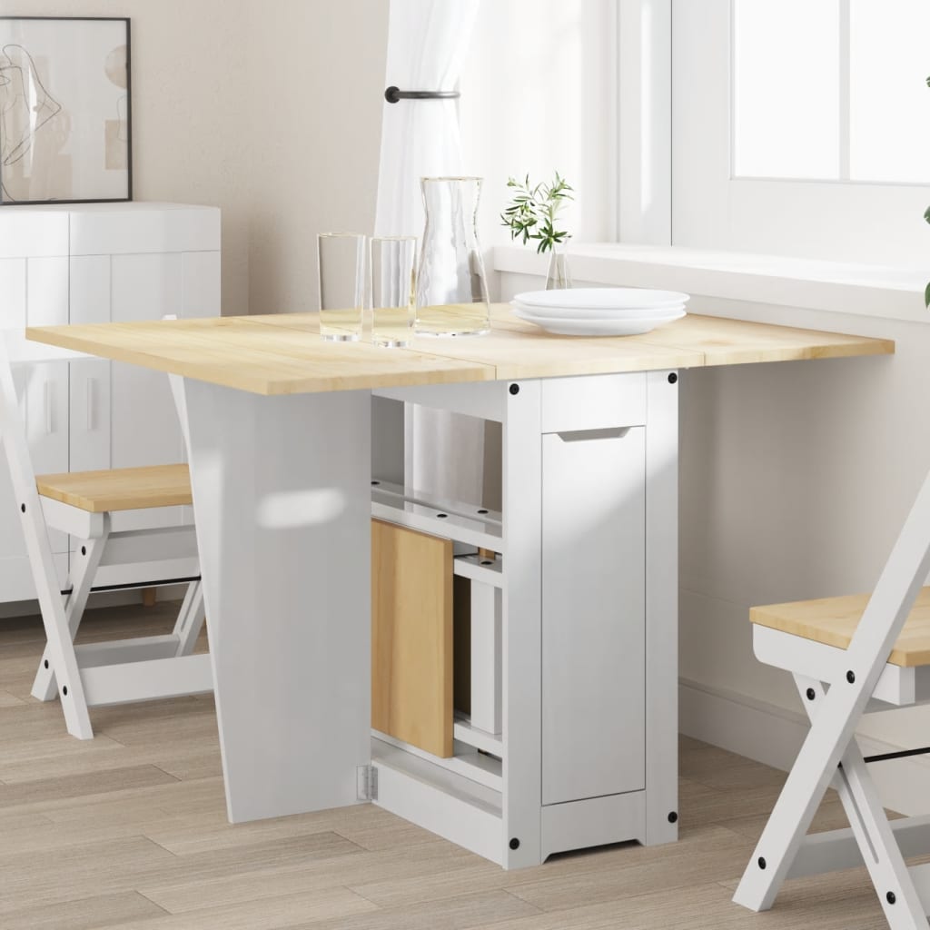 vidaXL Butterfly Dining Table Foldable Corona White Solid Wood Pine 1