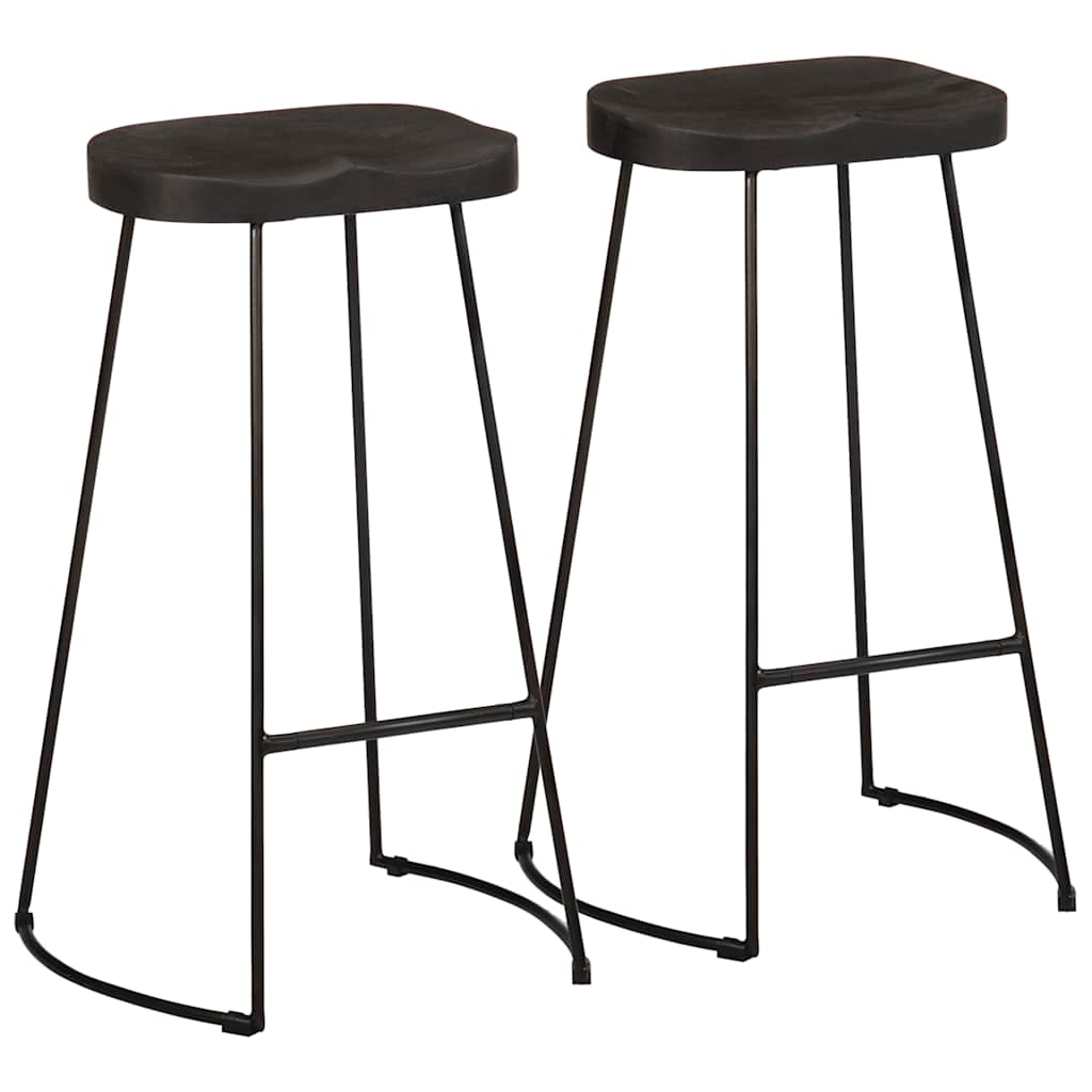 Gavin Bar Stools 2 pcs Solid Mango Wood Width 45 cm Black 78 cm