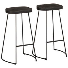 Gavin Bar Stools 2 pcs Solid Mango Wood Width 45 cm Black 78 cm