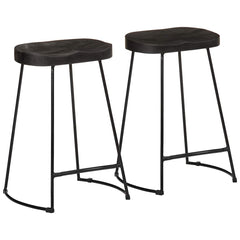 Gavin Bar Stools 2 pcs Solid Mango Wood Width 45 cm Black 62 cm