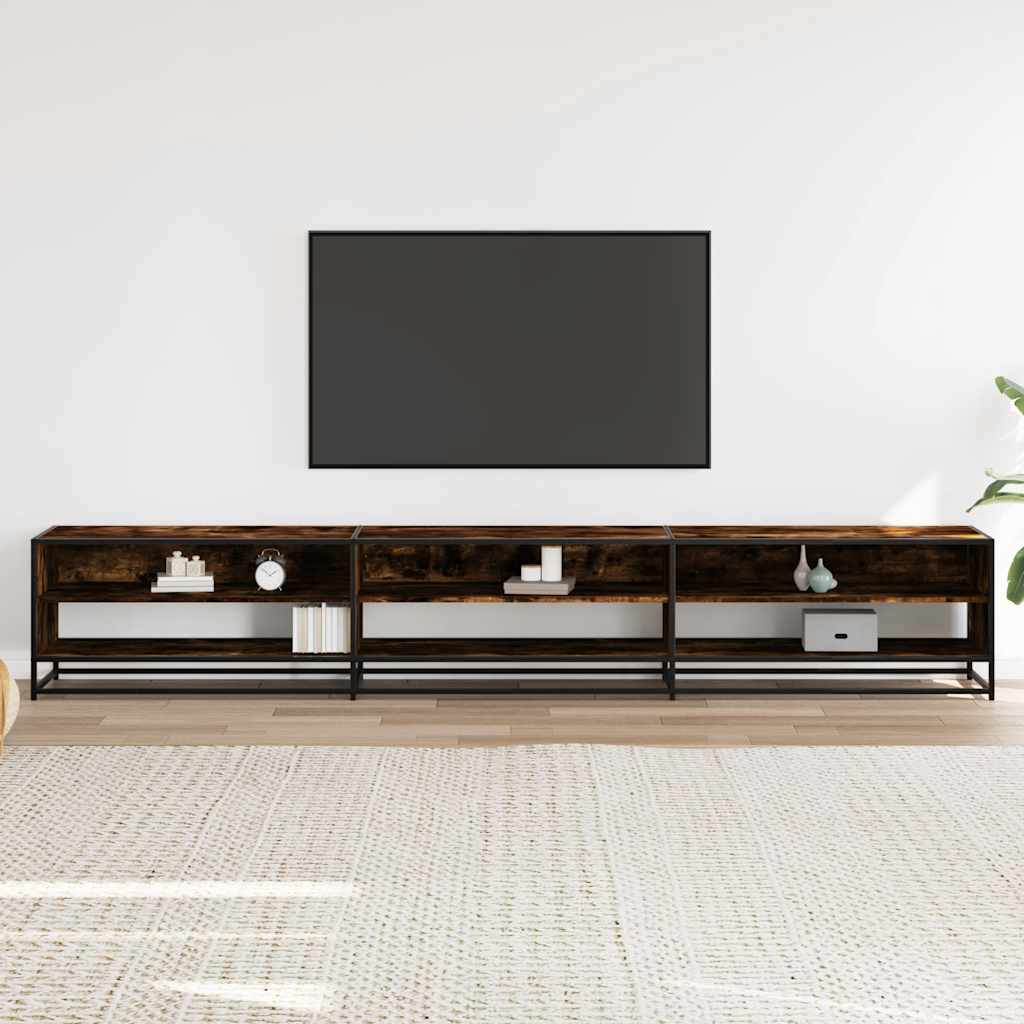 vidaXL TV Cabinet Smoked Oak 270x40x46 cm Engineered Wood 3