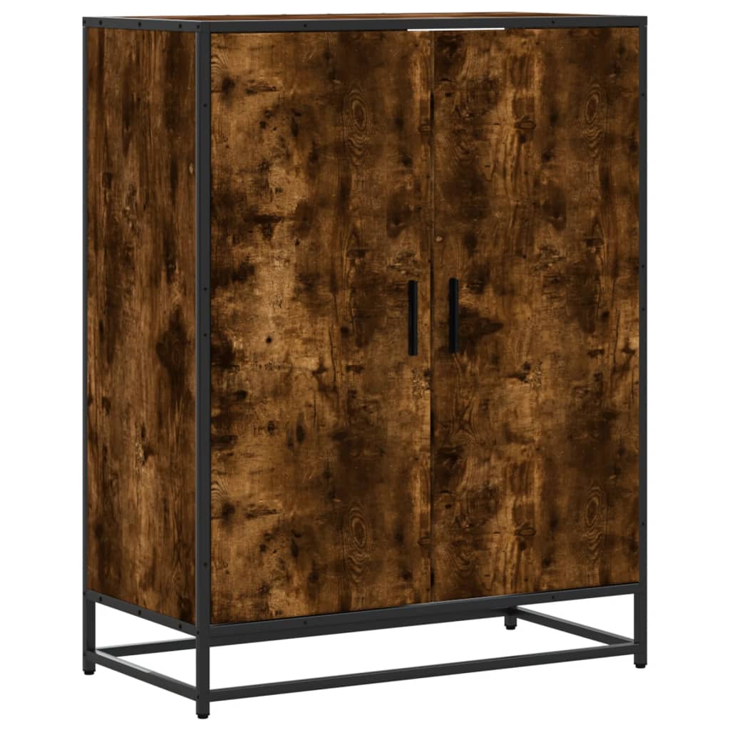 vidaXL Shoe Cabinet Smoked Oak 75x38x97.5 cm Engineered Wood and Metal 2