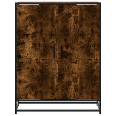 vidaXL Shoe Cabinet Smoked Oak 75x38x97.5 cm Engineered Wood and Metal 4