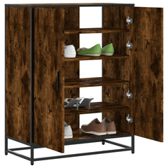 vidaXL Shoe Cabinet Smoked Oak 75x38x97.5 cm Engineered Wood and Metal 1