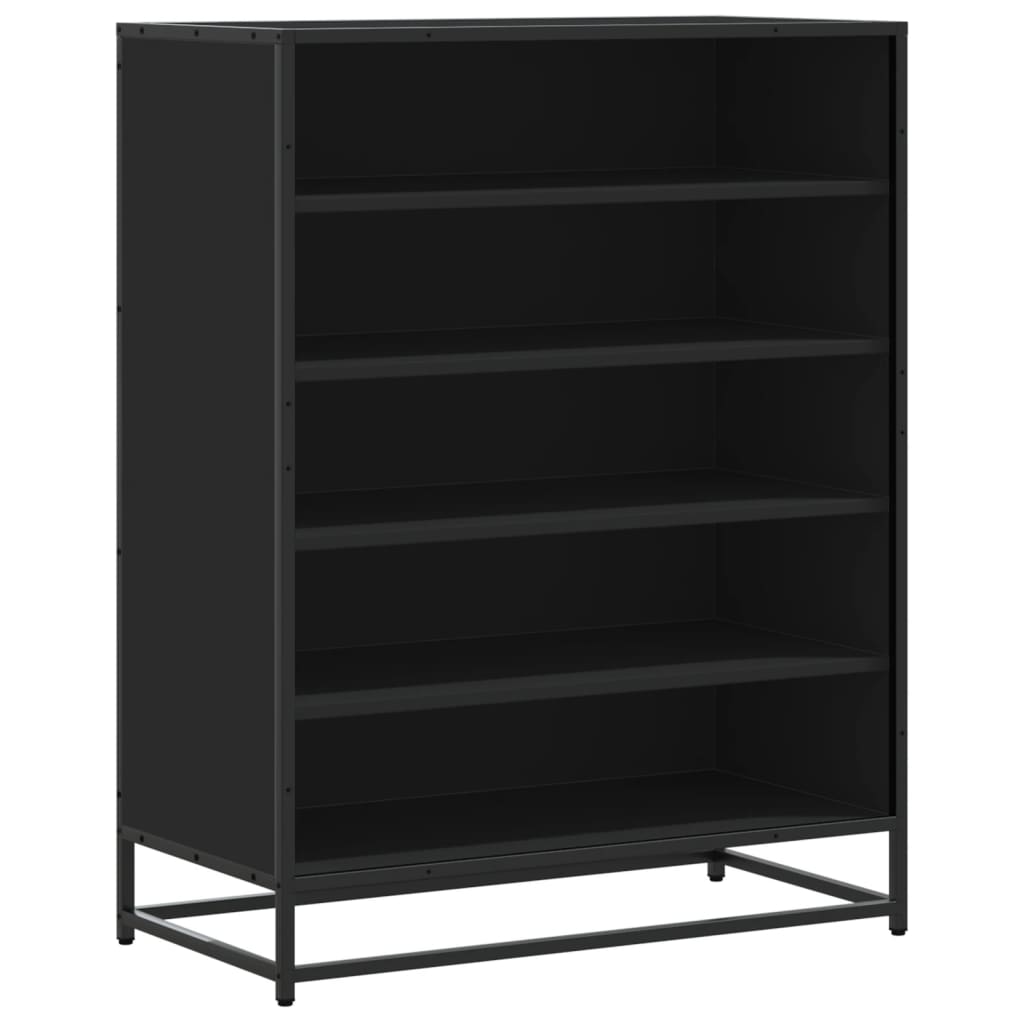 vidaXL Shoe Cabinet Black 75x38x97.5 cm Engineered Wood and Metal 2