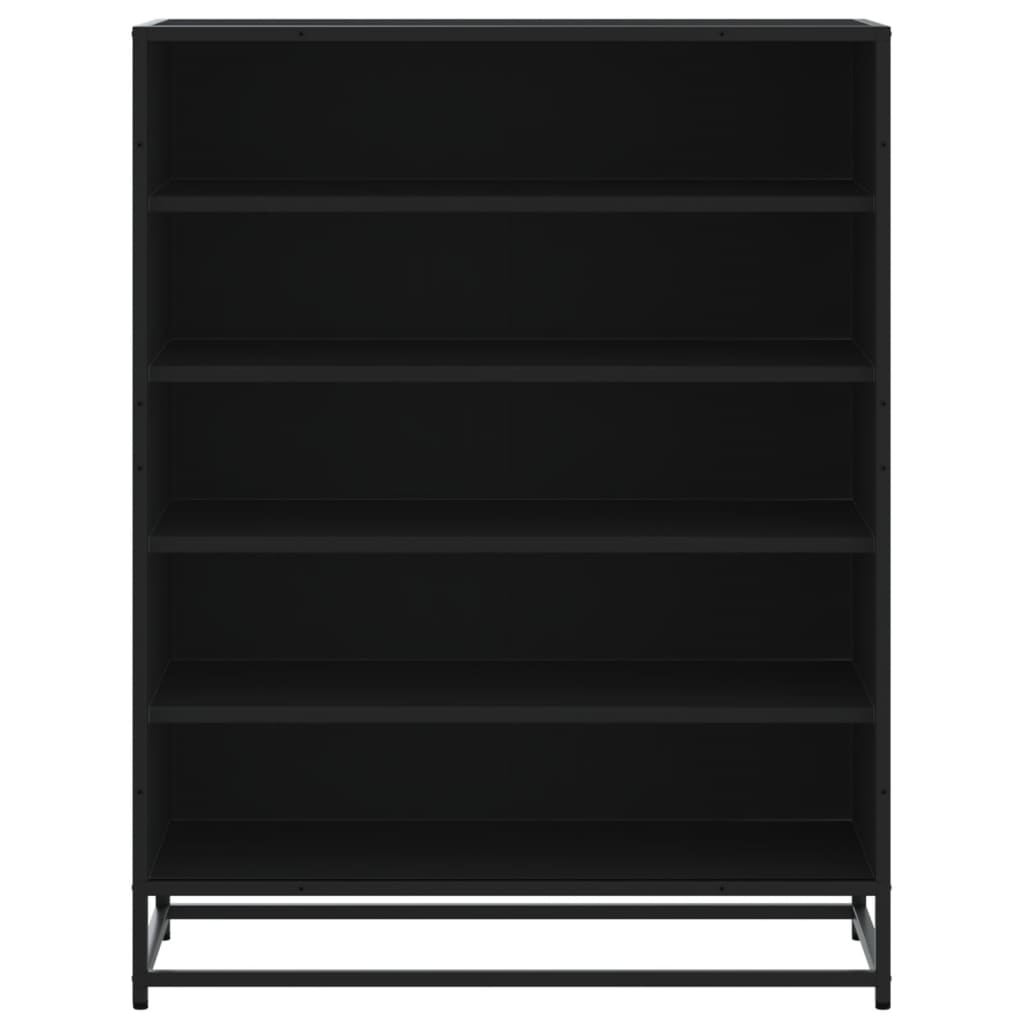 vidaXL Shoe Cabinet Black 75x38x97.5 cm Engineered Wood and Metal 4