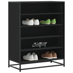 vidaXL Shoe Cabinet Black 75x38x97.5 cm Engineered Wood and Metal 1