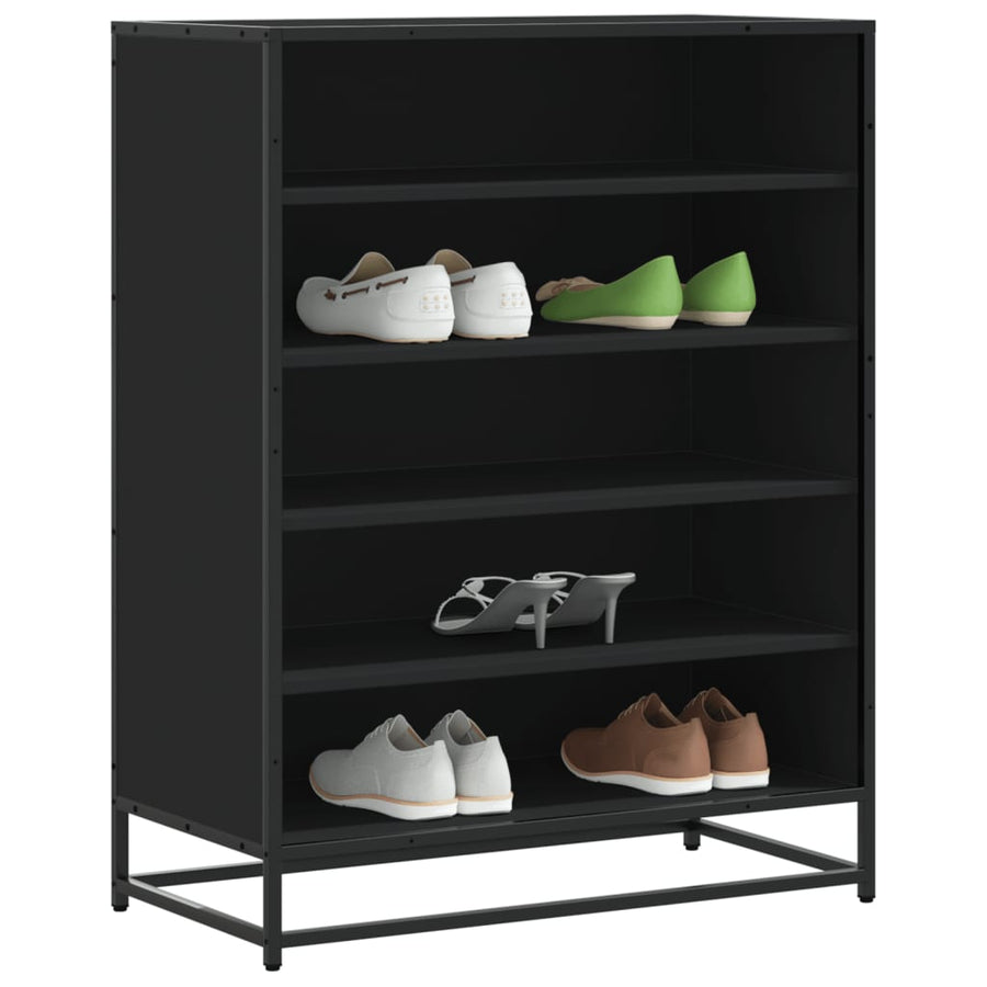 Shoe Cabinet Engineered Wood and Metal in Black