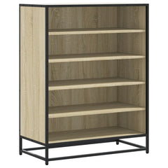 vidaXL Shoe Cabinet Sonoma Oak 75x38x97.5 cm Engineered Wood and Metal 2