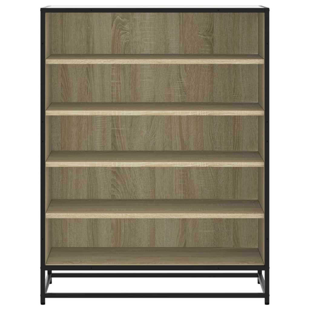 vidaXL Shoe Cabinet Sonoma Oak 75x38x97.5 cm Engineered Wood and Metal 4