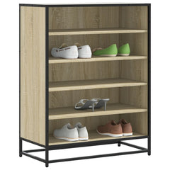 vidaXL Shoe Cabinet Sonoma Oak 75x38x97.5 cm Engineered Wood and Metal 1