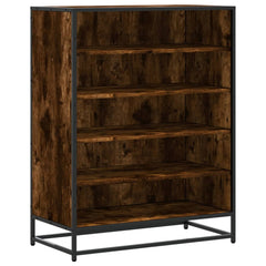 vidaXL Shoe Cabinet Smoked Oak 75x38x97.5 cm Engineered Wood and Metal 2