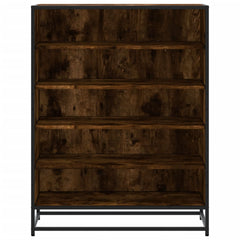 vidaXL Shoe Cabinet Smoked Oak 75x38x97.5 cm Engineered Wood and Metal 4