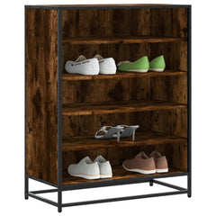 vidaXL Shoe Cabinet Smoked Oak 75x38x97.5 cm Engineered Wood and Metal 1