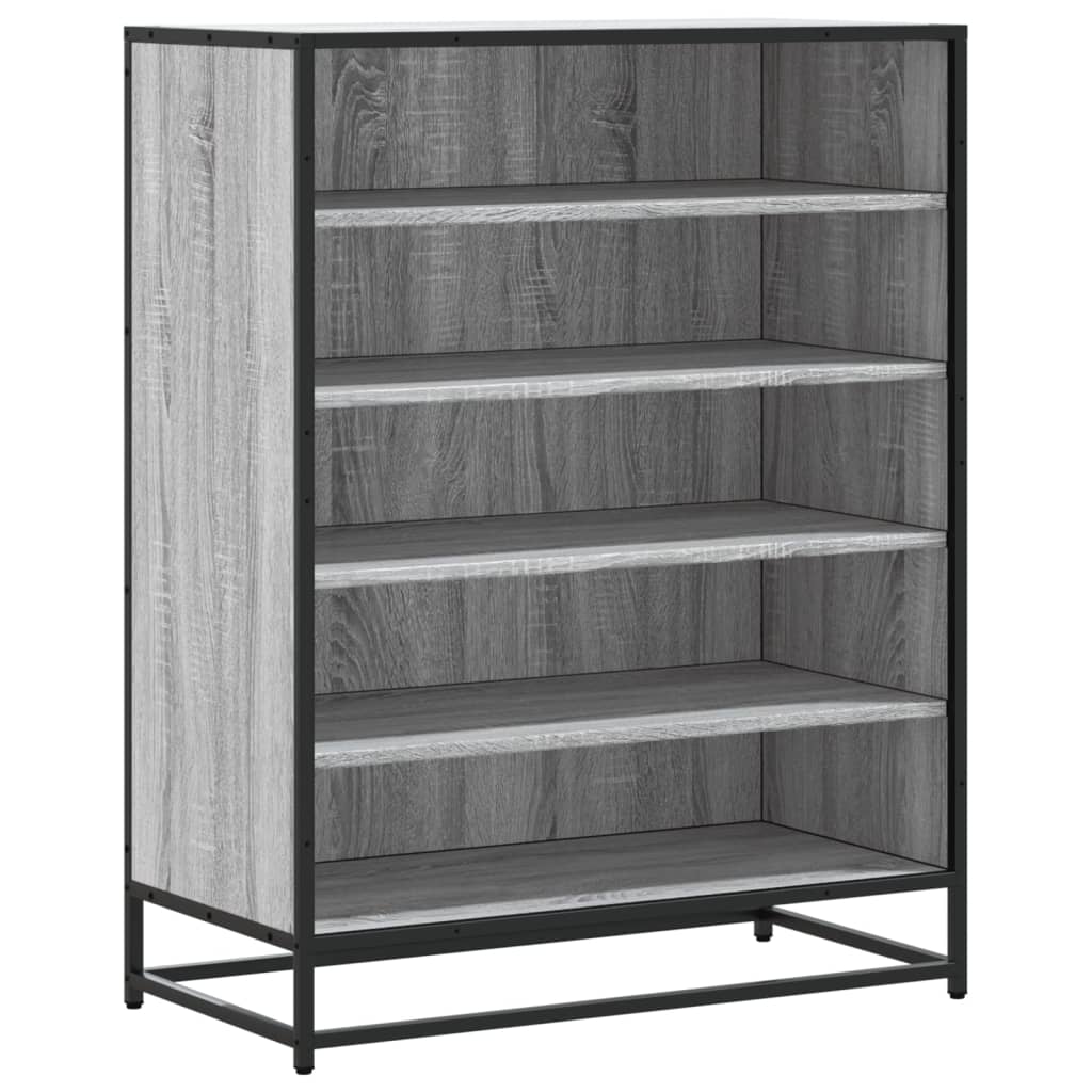vidaXL Shoe Cabinet Grey Sonoma 75x38x97.5 cm Engineered Wood and Metal 2