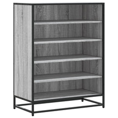 vidaXL Shoe Cabinet Grey Sonoma 75x38x97.5 cm Engineered Wood and Metal 2