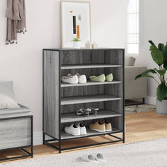 vidaXL Shoe Cabinet Grey Sonoma 75x38x97.5 cm Engineered Wood and Metal 3